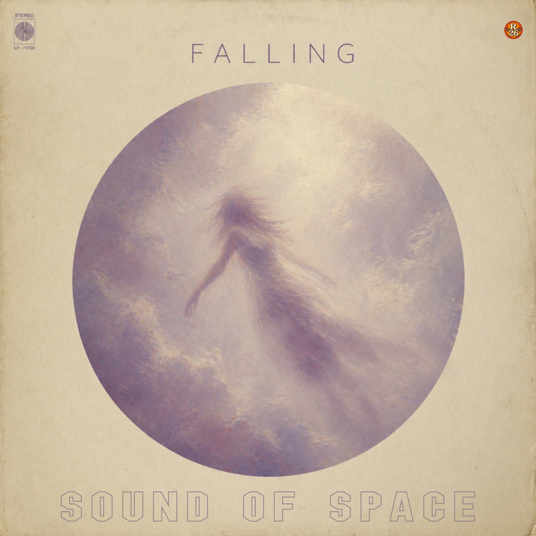 Official Falling album cover by Sound of Space, showing a drifting figure in a pale lavender circle on cream paper.