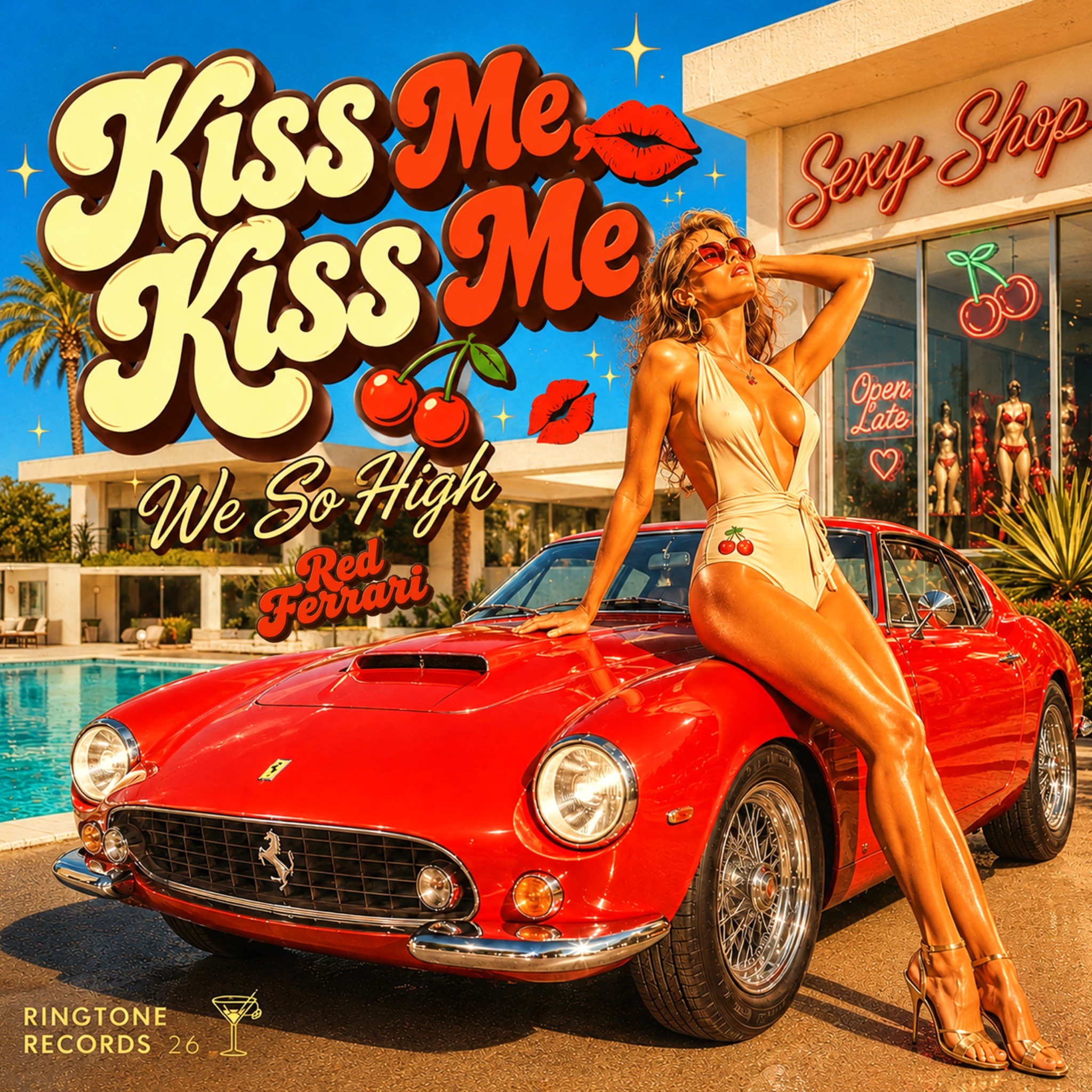 We So High Kiss Me Kiss Me Red Ferrari alternative rock single artwork